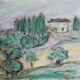 Pastel à l'huile, carnet d'un voyageur en Toscane 02, 31 x 24 cm