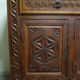 Carved pine sideboard, mountain folk art, 1950s