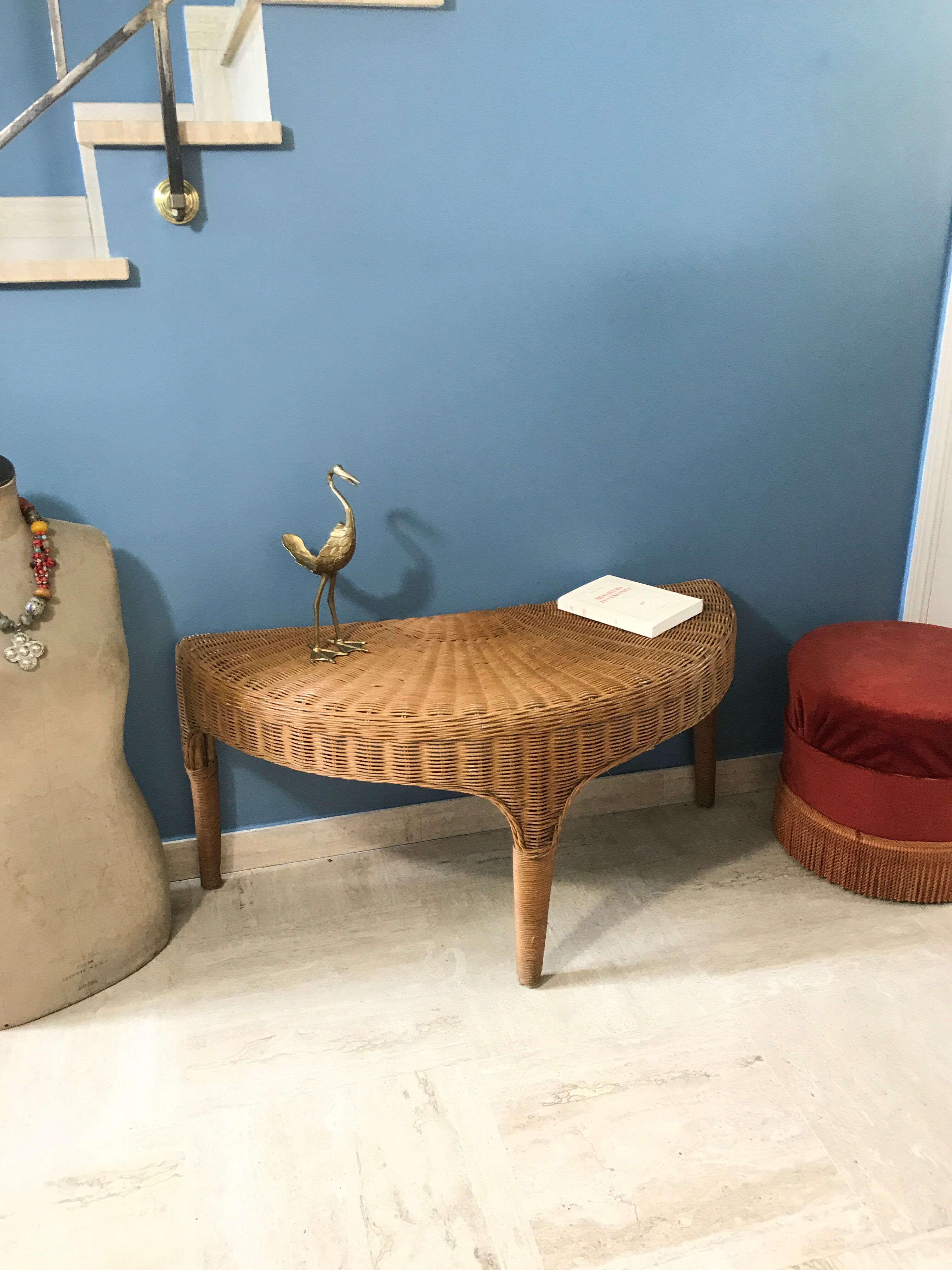 Low table in wicker rattan and bamboo