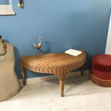 Low table in wicker rattan and bamboo