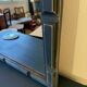 Patinated black rectangular wooden mirror