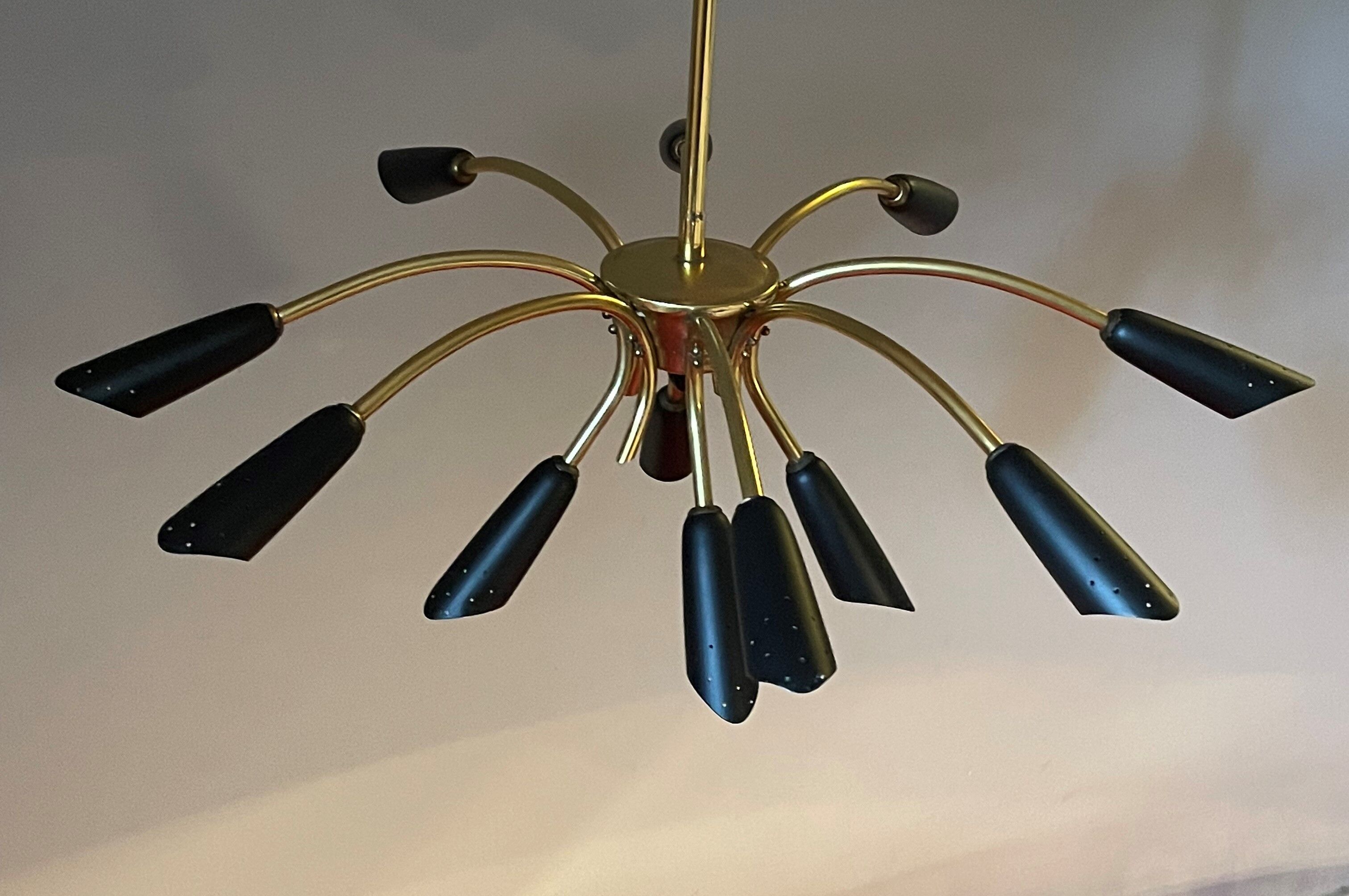 Sputnik brass chandelier