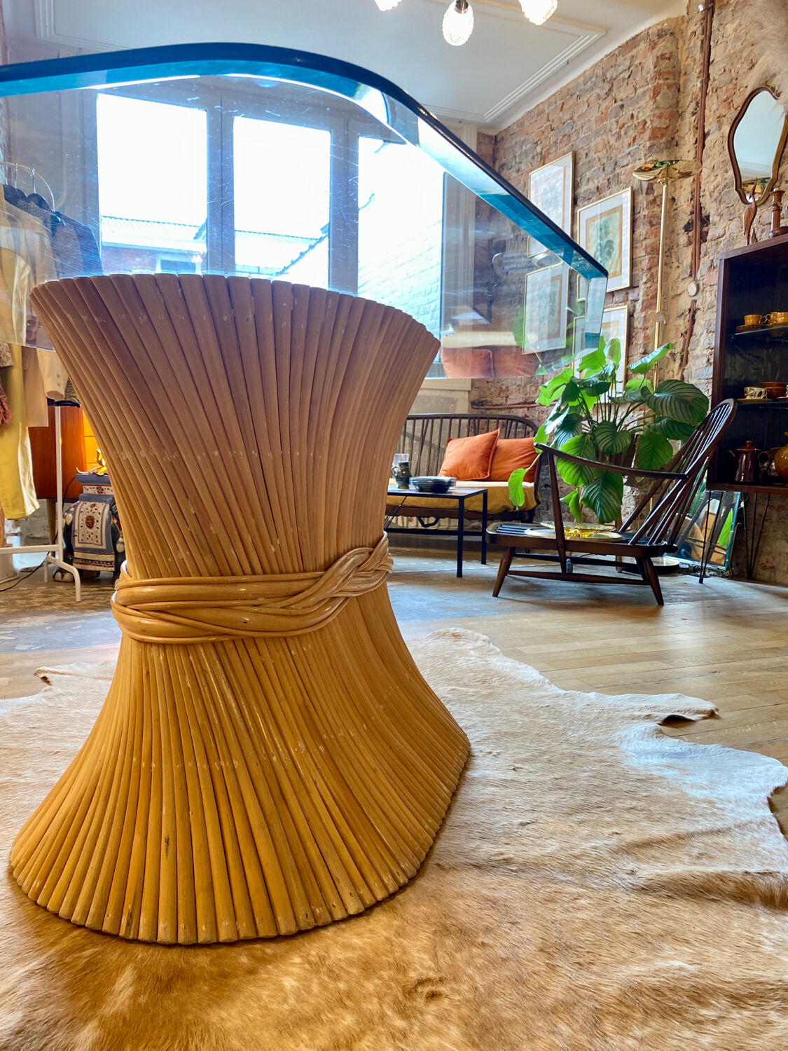 McGuire 1970 Rattan Dining Table