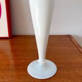 White opaline vase with white feet from the 50s and 60s
