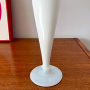 White opaline vase with white feet from the 50s and 60s