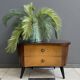 small kidney shaped cabinet with glass on top 1960s