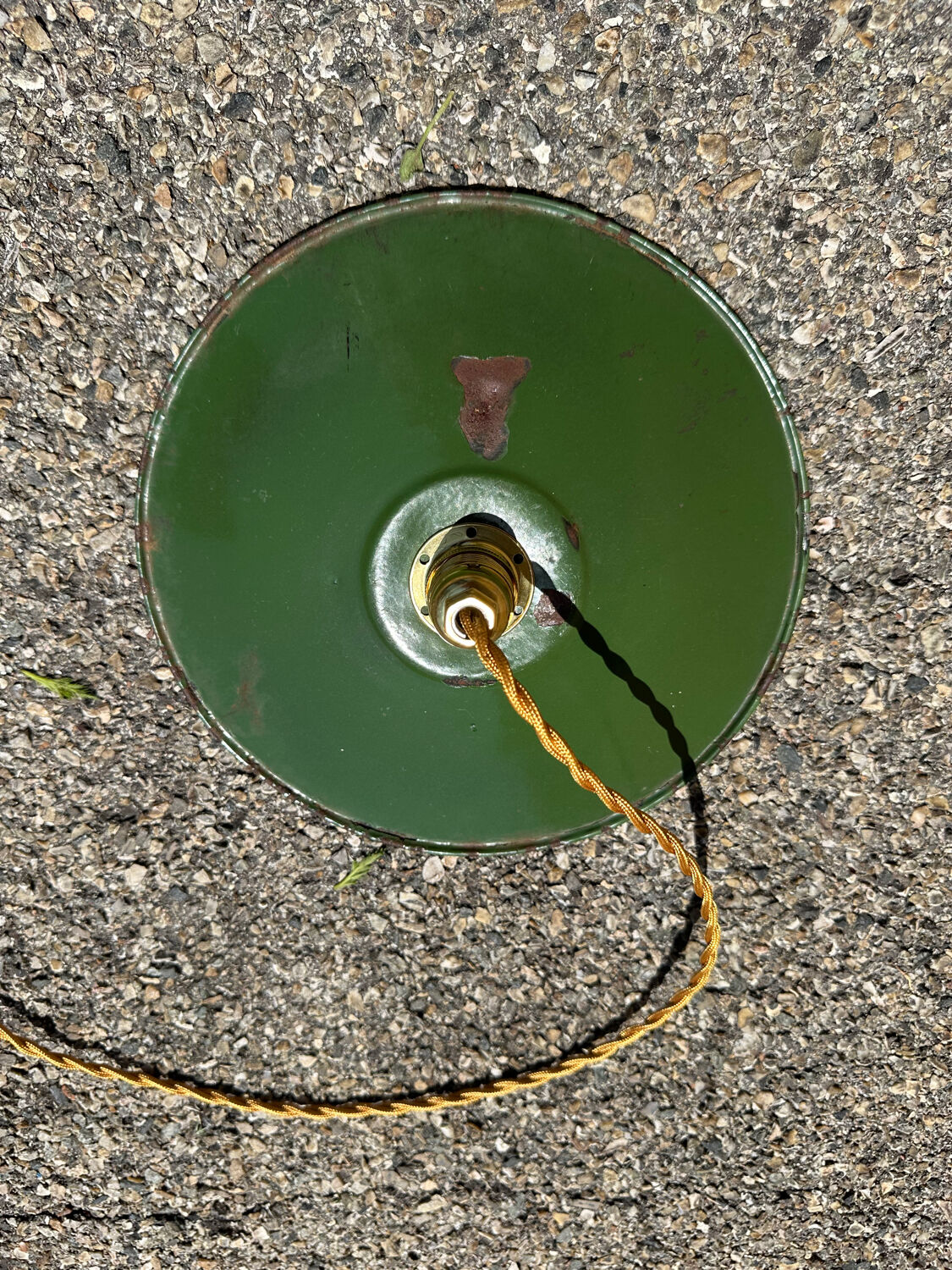 Vintage retro style enamelled sheet metal farmhouse pendant light