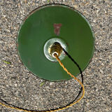 Vintage retro style enamelled sheet metal farmhouse pendant light