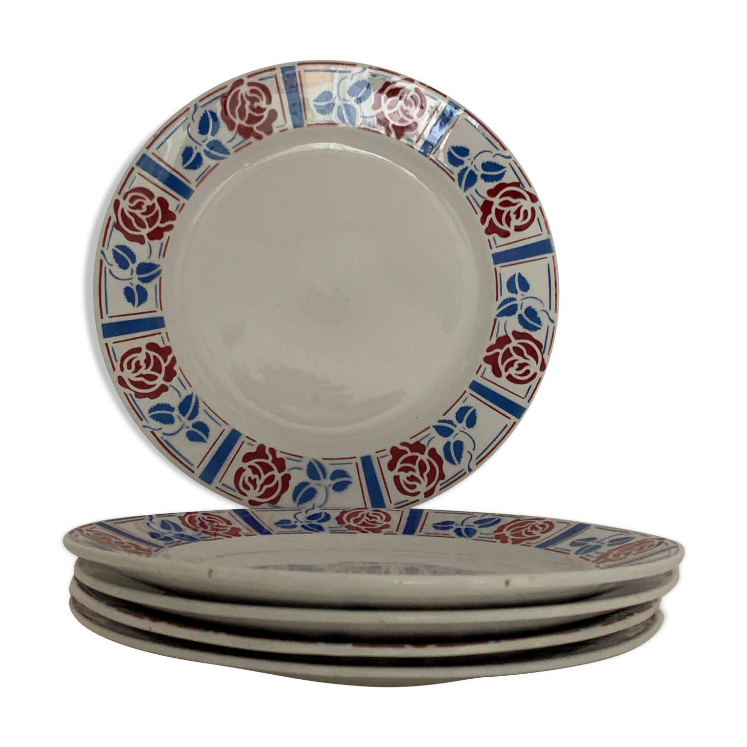 5 flat plates Sarreguemines, Tabarin model
