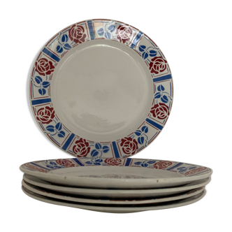 5 assiettes plates Sarreguemines, modèle Tabarin