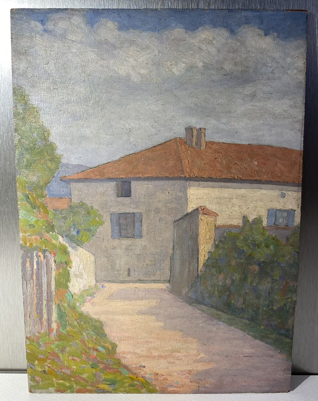 Painting landscape stamp of the artist's studio circa 1940