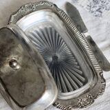 Vintage silver-plated metal butter dish in rococo style - Glass compartment - Coutea