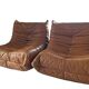 Ligne Roset Togo camel leather armchairs