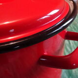 Cocotte / Red enamelled plate