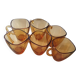 Service of 6 cups and saucers in amber glass.