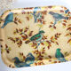 Fiber service tray, bird decorations, vintage
