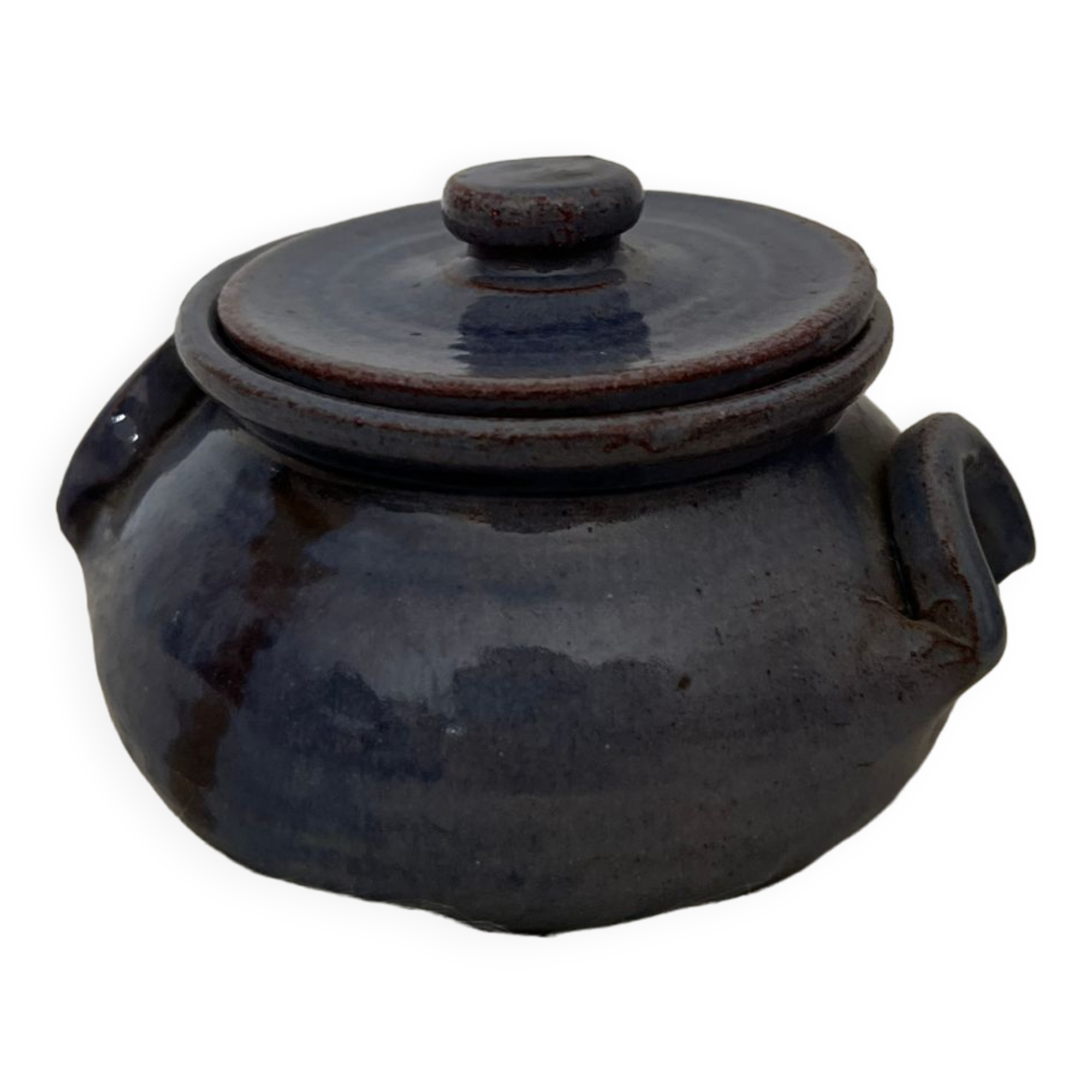 Blue stoneware pot
