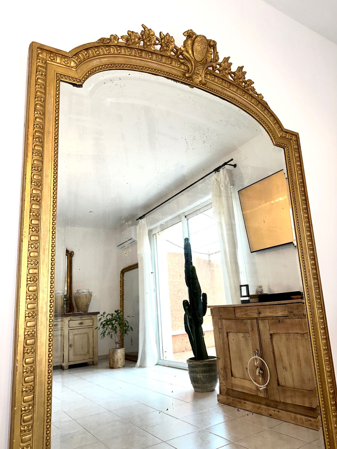 Antique mirror with 19th century pediment