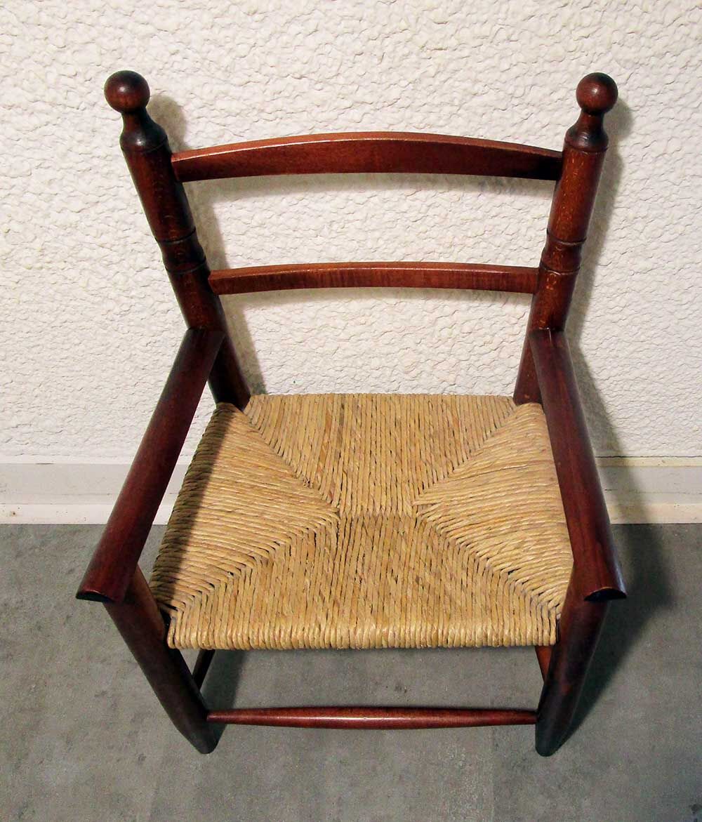 Wooden and straw child chair