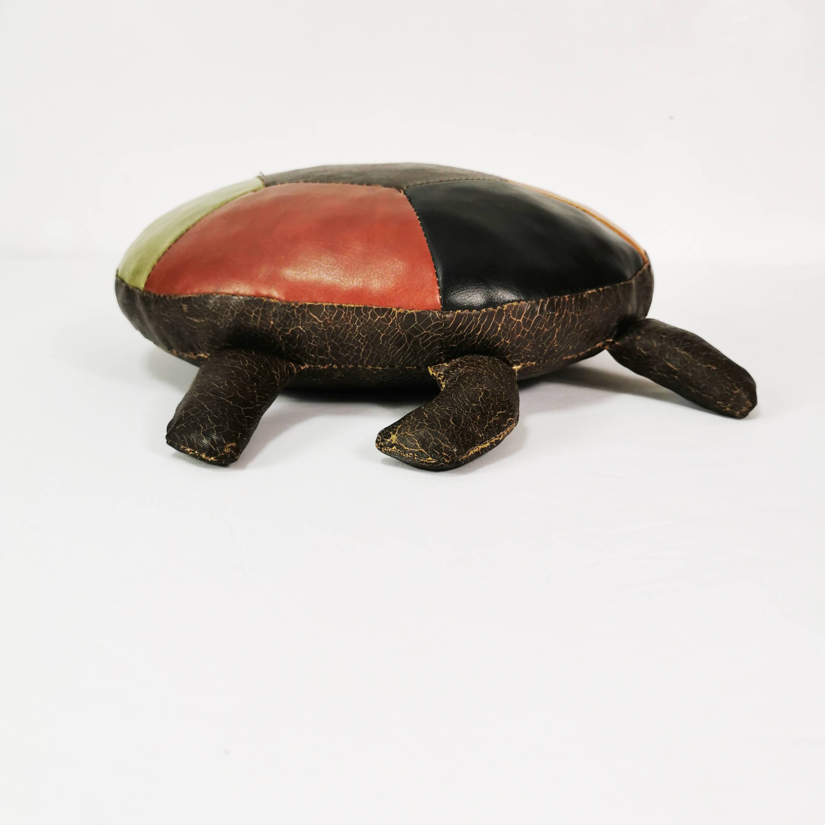 Patchwork leather pouffe - turtle, Germany 1960s