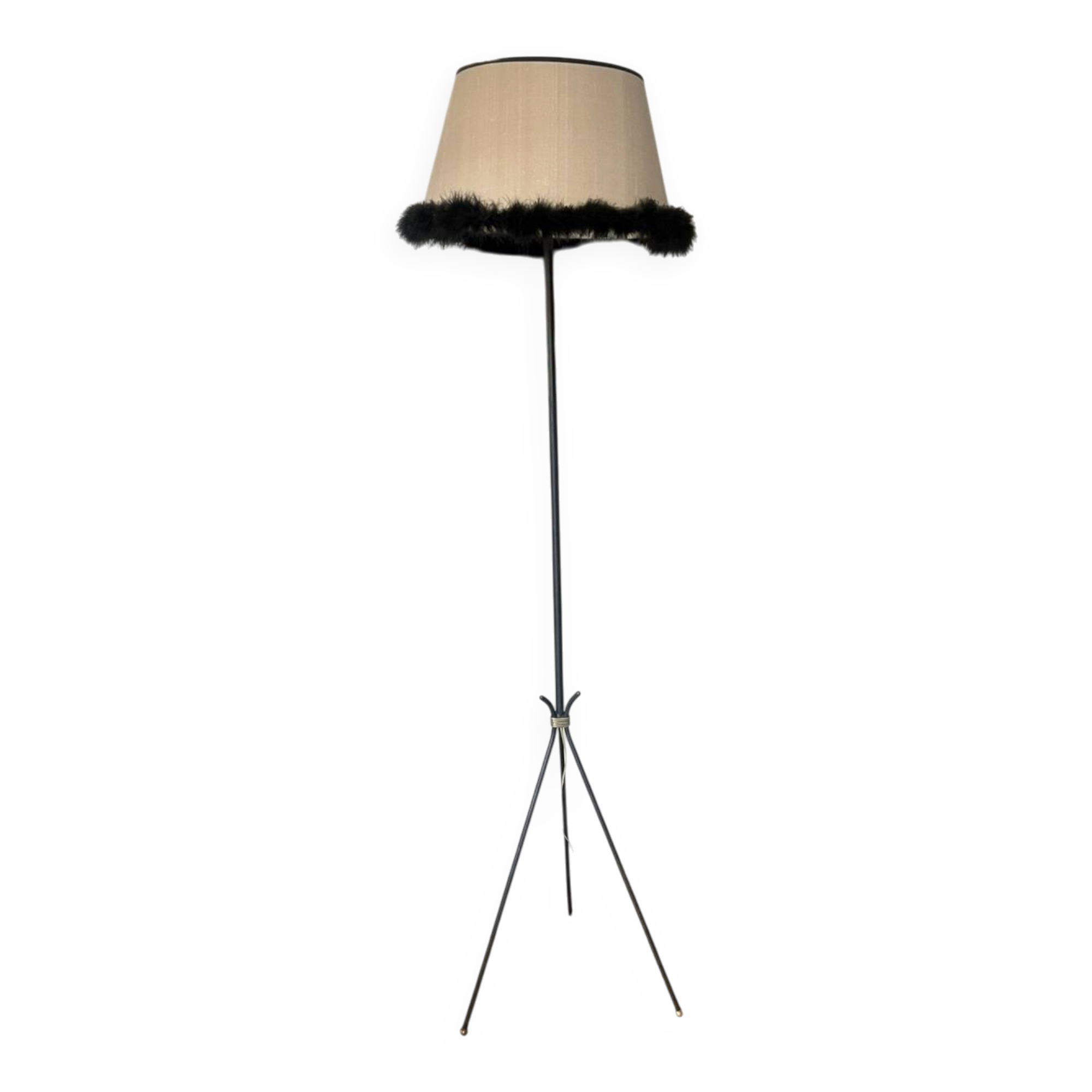 Black iron tripod floor lamp - Vintage 1950s / 1960s