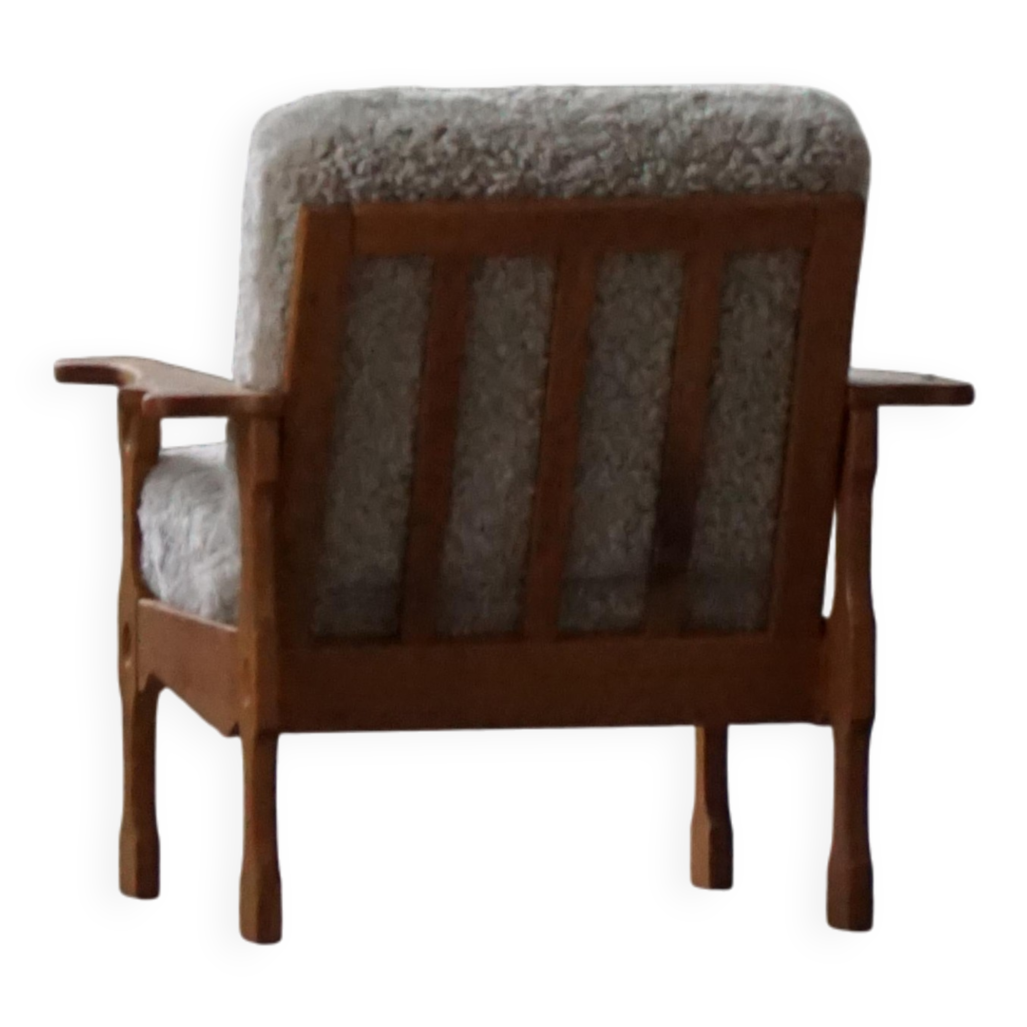 Modern Danish, Pair of Lounge Armchairs in Oak and Lambswool, Henning Kjærnulf, 1960s