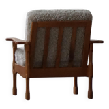 Modern Danish, Pair of Lounge Armchairs in Oak and Lambswool, Henning Kjærnulf, 1960s