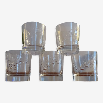 5 glasses of Arques crystal whisky signed - Ambroise model size Epi - 30 cl