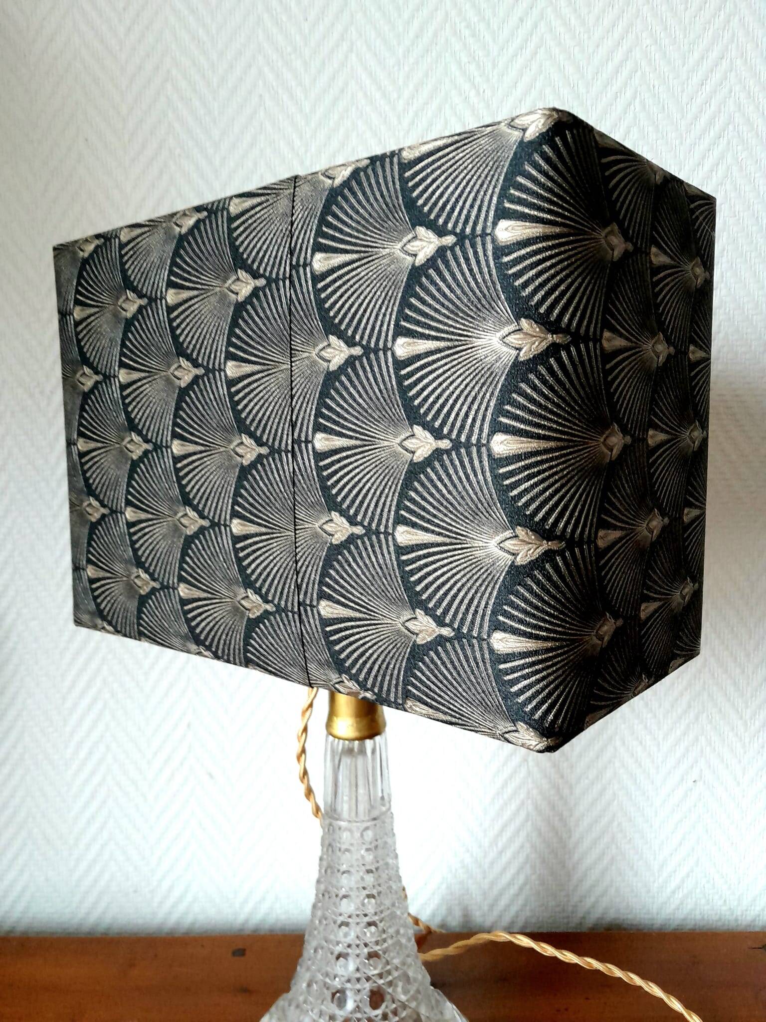 Art Deco lamp with custom rectangular shade