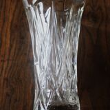 Cut glass vase, flared, vintage triangles and diamonds