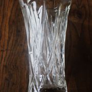Cut glass vase, flared, vintage triangles and diamonds