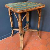 Antique rattan and bamboo side table, late 19th century