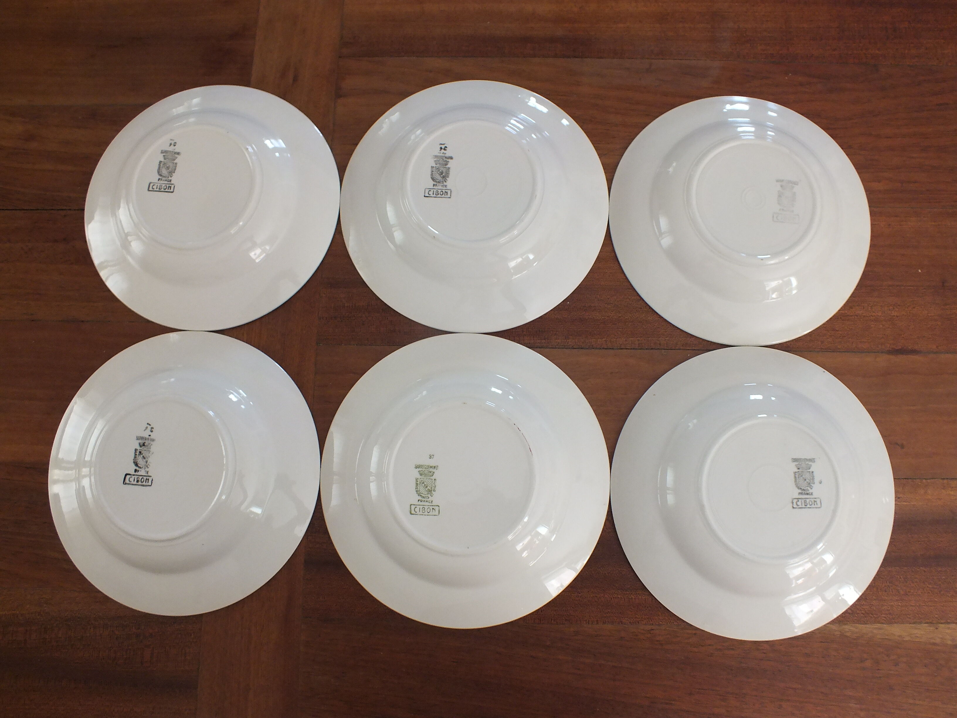 6 vintage Digoin Sarreguemines hollow plates model Cibon Lot 7