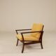 Pair of vintage curved beech armchairs, refurbished – Corduroy fabric