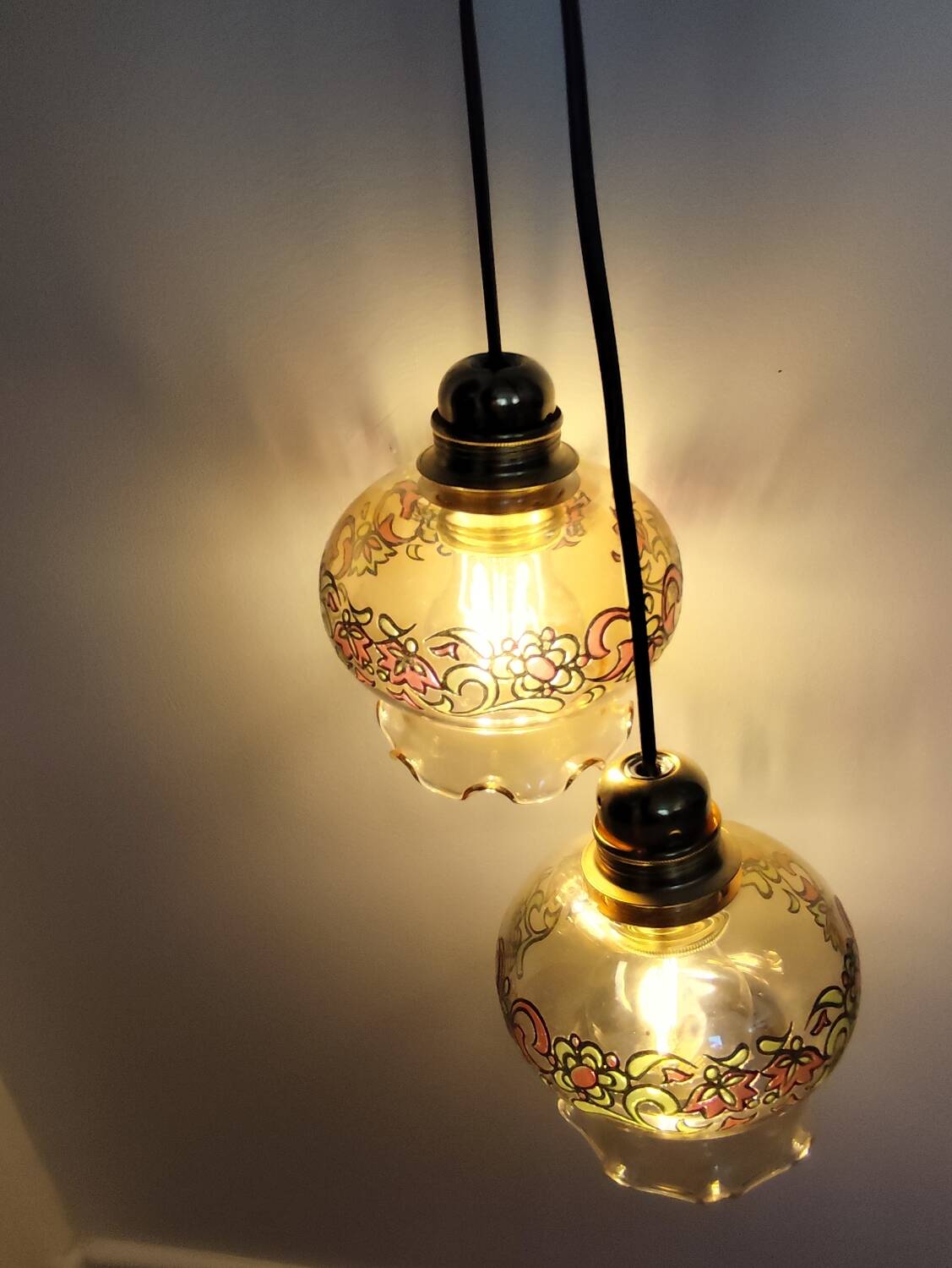 Pair of vintage hanging lamps