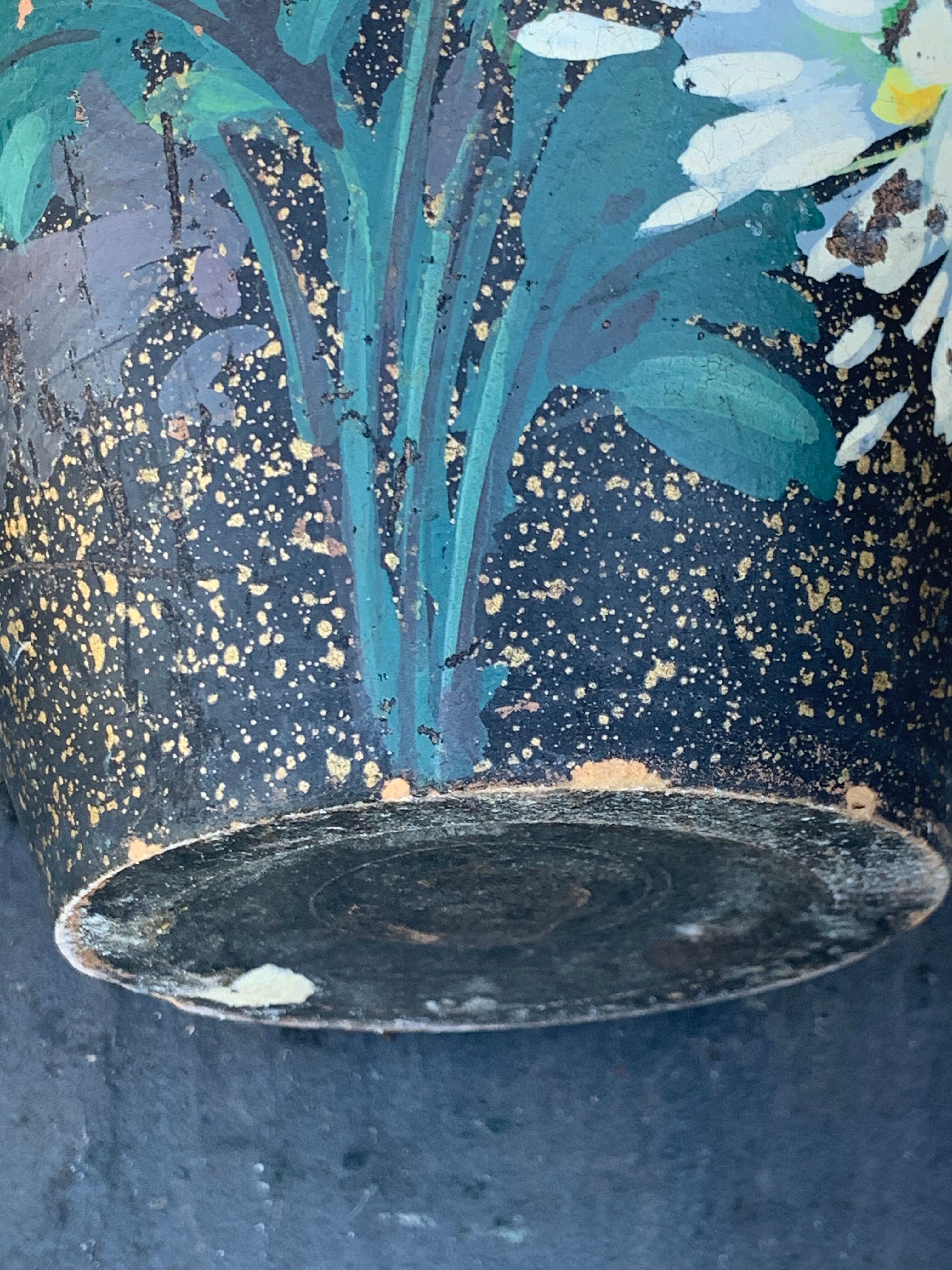 Ceramic vase bouquet of flowers painted and signed by Escoffier