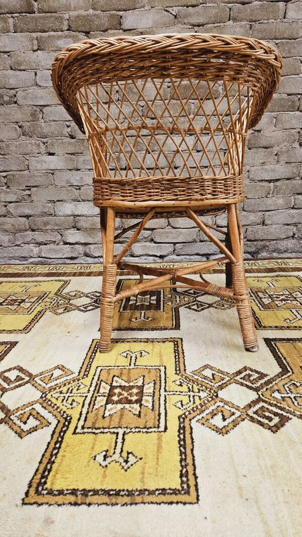 Fauteuil osier rotin 1960 vintage
