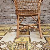 Fauteuil osier rotin 1960 vintage