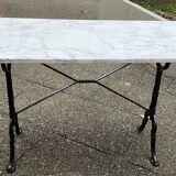 Marble bistro table, cast iron base signed Godin, L 120 cm, made in France!