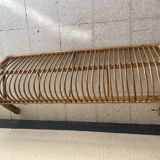 Banquette lit rotin vintage