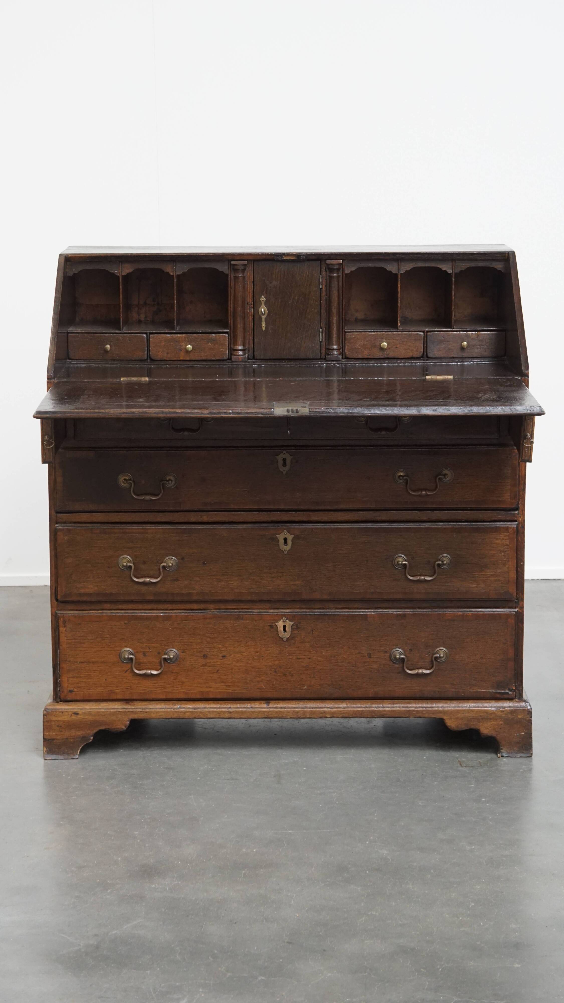 Antique English Oak Secretary / Chest of Drawers