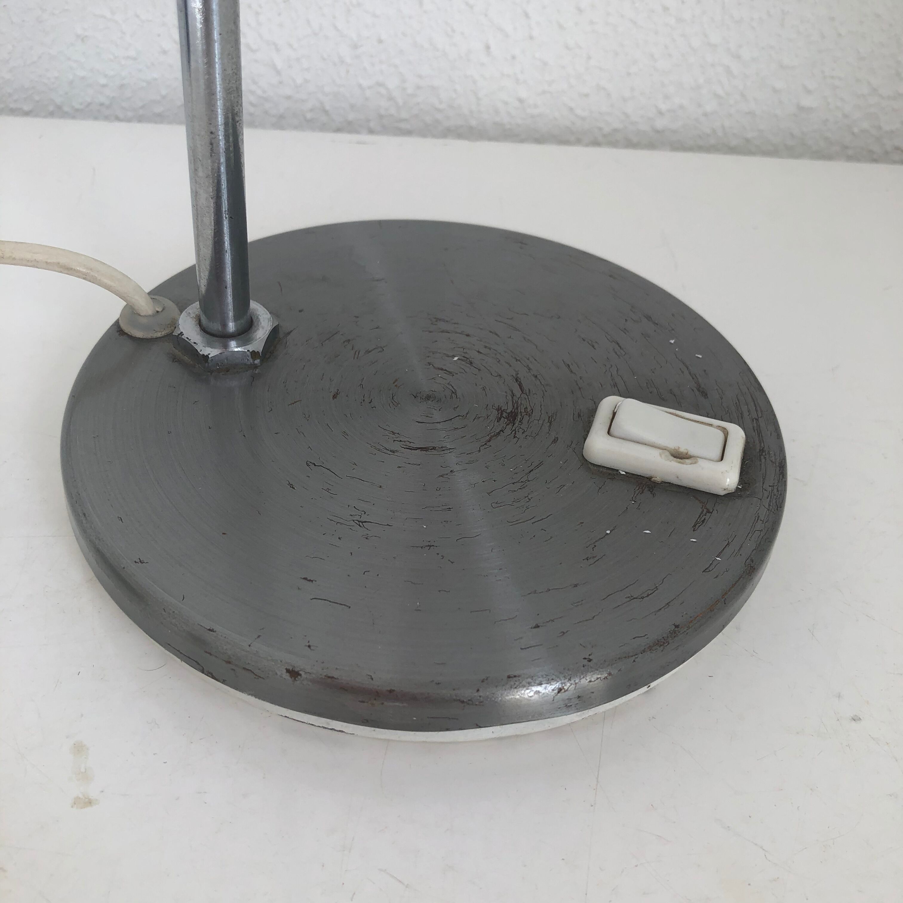 Vintage lamp 1960 table eyeball brushed steel Aluminor - 34 cm