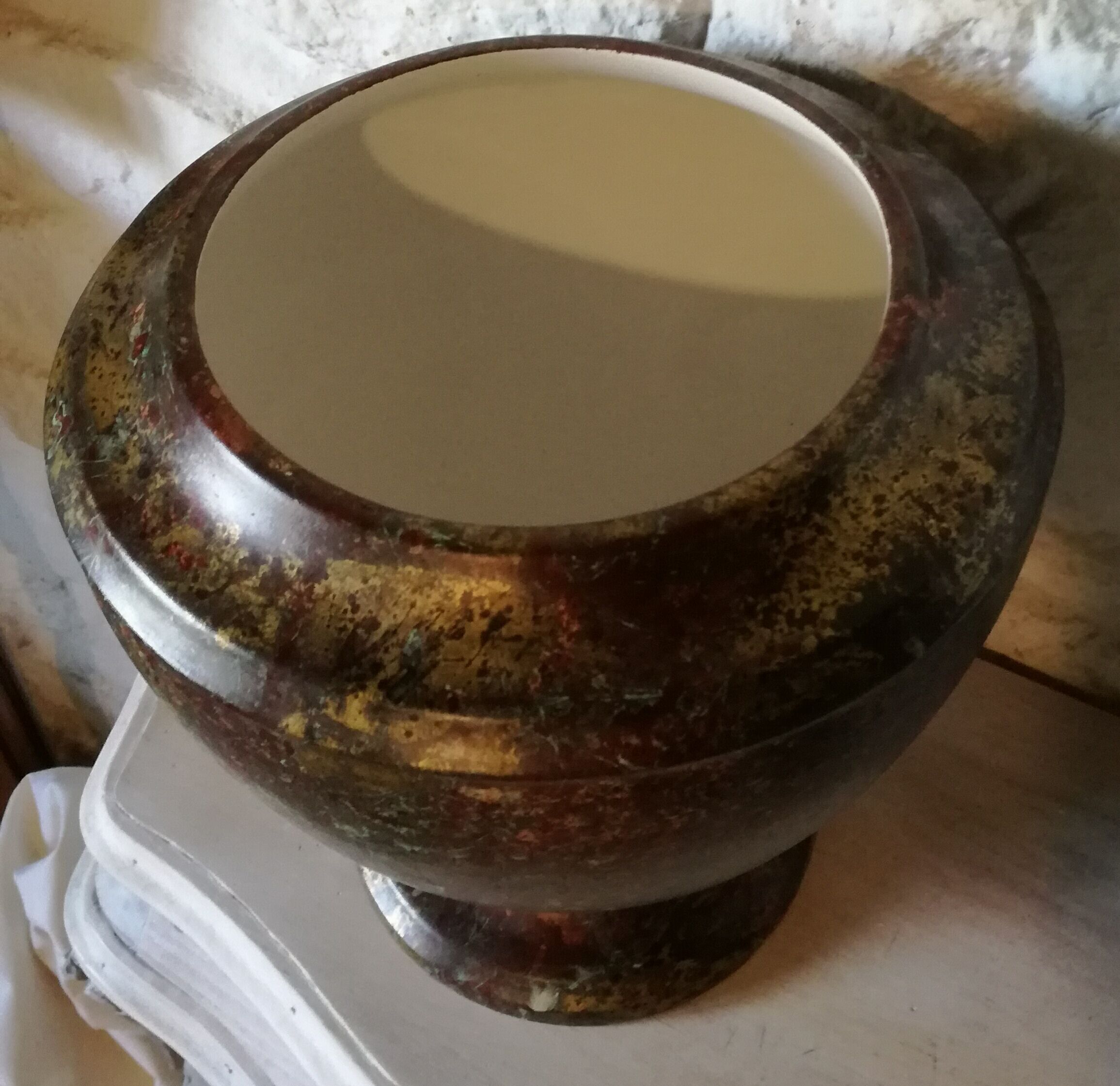 Important vase ceramic has marble effect "chaumette"