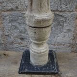 Baluster lamp foot in patinated wood