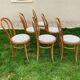 6 Bistro Chairs Fischel Thonet Bent Beech Damask Fabric