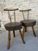 Suite of 4 tripod chairs, trunk seats, solid wood