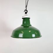 Industrial British Green Enamel Factory Pendant Lamp, 1960s