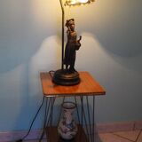 Formica side shelf, 2 shelves, gold metal - 60s