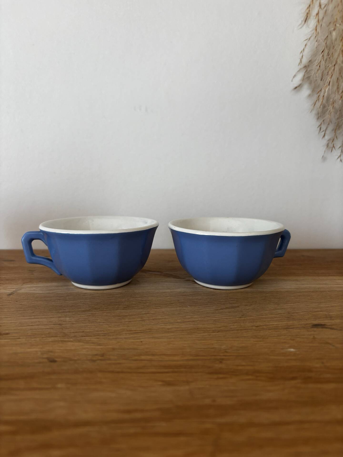 Set of 4 antique coloured faience cups KG Lunéville.