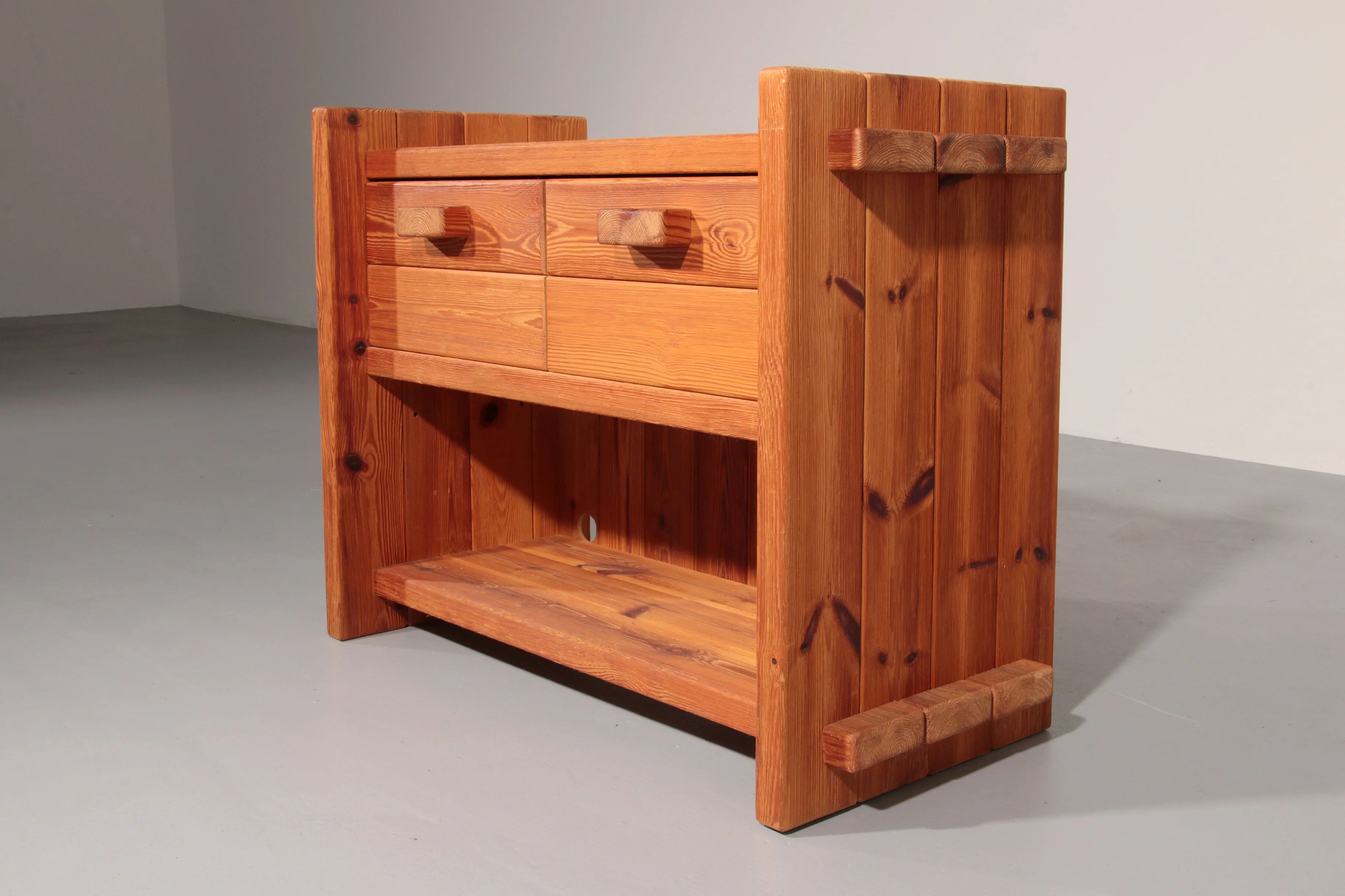 Scandinavian Brutalist pine cabinet by Hans Frydendal